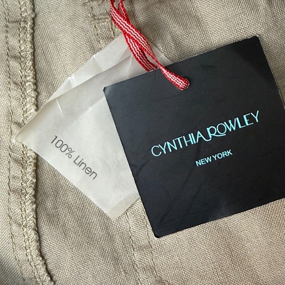 Cynthia Rowley Pants Womens 8 Khaki 100% Linen Adjustable Length NWT Lagenlook - Picture 13 of 15